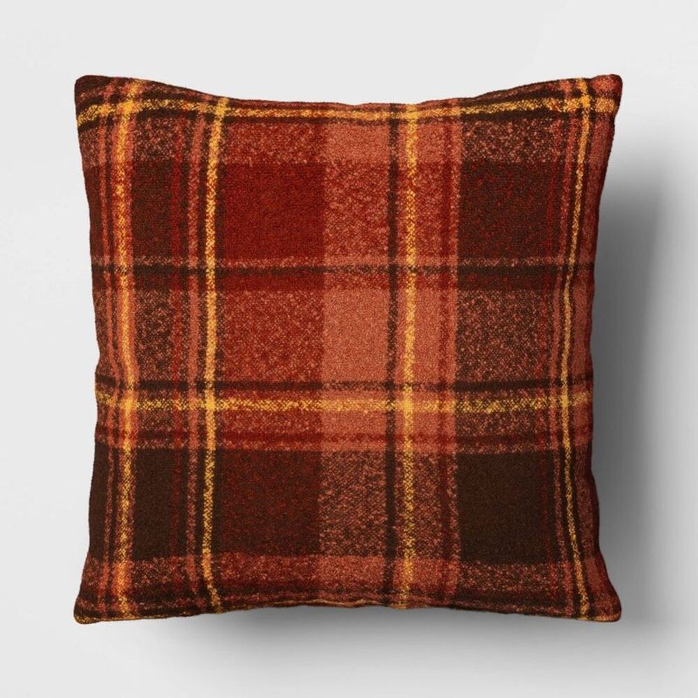 Threshold Plaid Pillow - Red and Yellow